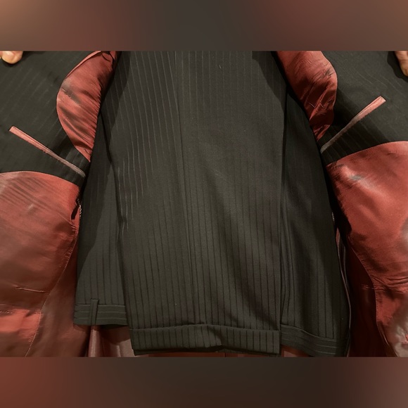 Custom Made Suit - Size 58R/3XL - Italian Wool PinStriped - With Pants - Picture 3 of 5